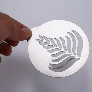 5-in-1 Stainless Steel Coffee Stencil Set 1 5pcs Coffee Stencils Fancy Coffee Printing Model Foam Spray Cake Stencils Coffee Drawing Cappuccino Mold