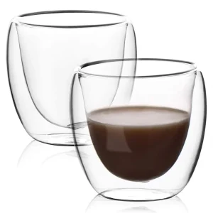 6-Pc Espresso Cup Set 5 Sizes 6 Pack Clear Double Wall Glass Coffee Mugs Insulated Layer Cups Set For Bar 1