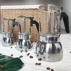 Glass and Stainless Steel Moka Pot Glass Moka Pots Washable Stovetop Espresso Coffee Maker Stainless Steel Classic Italian Mocha Pot Portable Cafe