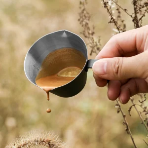 MHW-3BOMBER Stainless Steel Coffee Measuring Cup Stainless Steel Espresso Measuring Cup With Handle 2 3 Pack Shot Espresso Cups 100ml Home Barista 1