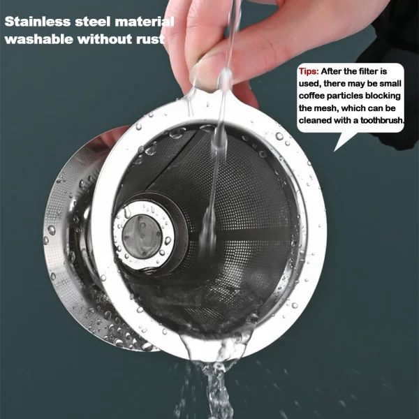 Reusable Double Layer 304 Stainless Steel Coffee Filter Holder Pour Over Coffees Dripper Mesh Coffee Tea 2