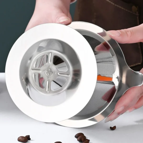 Reusable Double Layer 304 Stainless Steel Coffee Filter Holder Pour Over Coffees Dripper Mesh Coffee Tea 1
