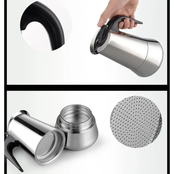 Stove Top Moka Coffee Pot Stainless Steel Filter Italian Espresso Coffee Maker Percolator Tool Mocha Cafetiere 3