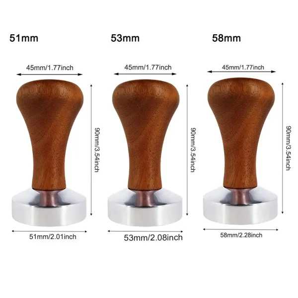 51mm 53mm 58mm Espresso Coffee Tamper Wood Handle Powder Hammer Espresso Tamper Coffee Distributor Tampers For